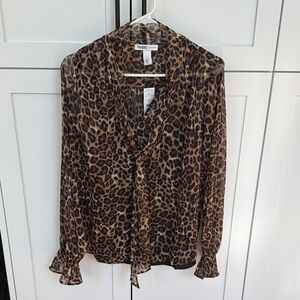White House Black Market Leopard Print Blouse